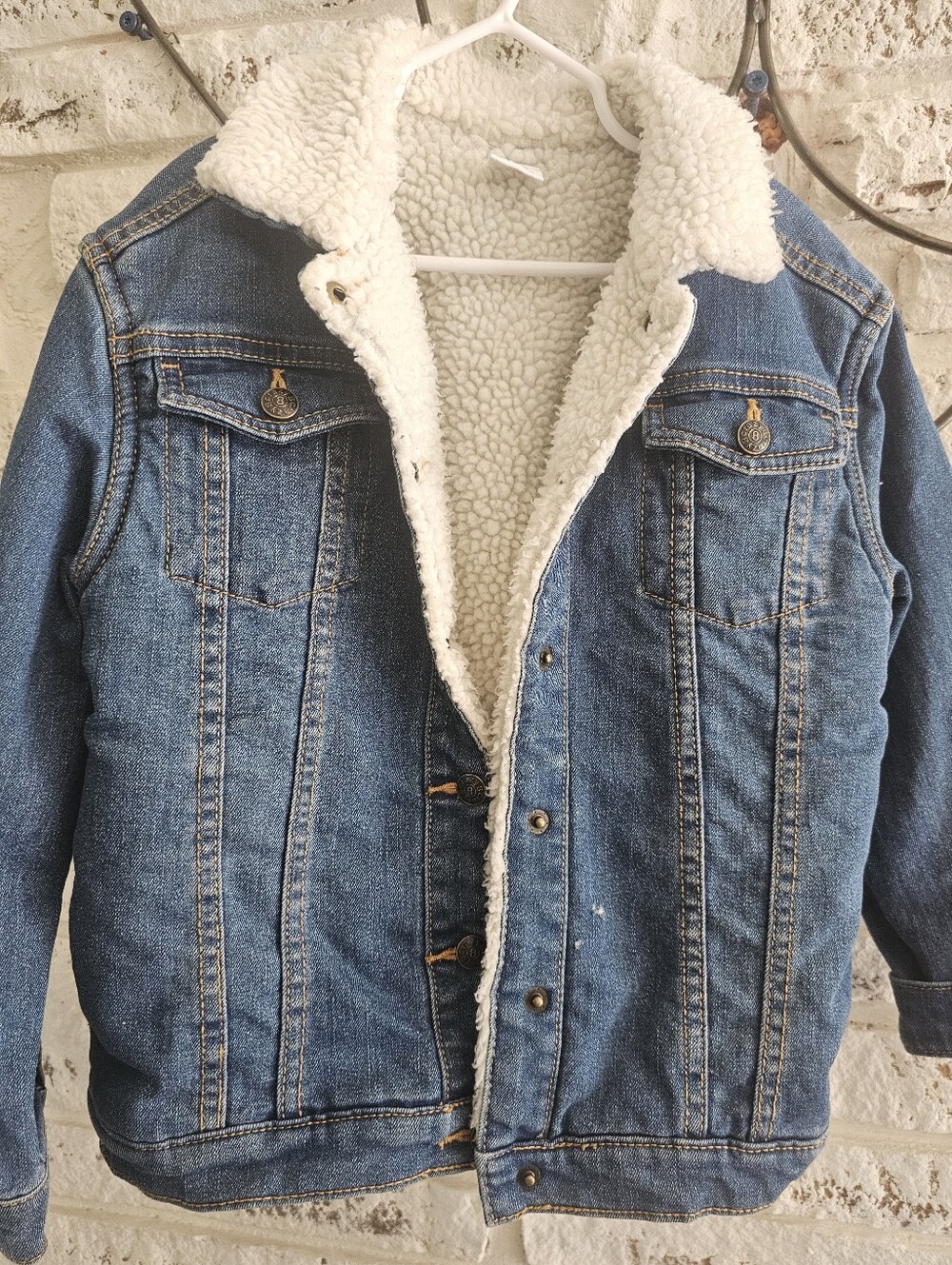 Boys Blue Denim Sherpa-Lined Jacket